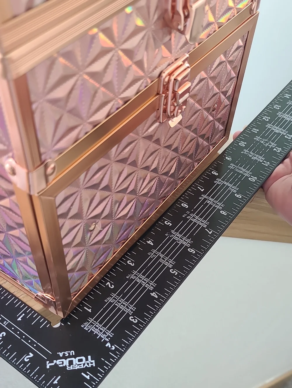 Rose Gold Textured Makeup Train Case